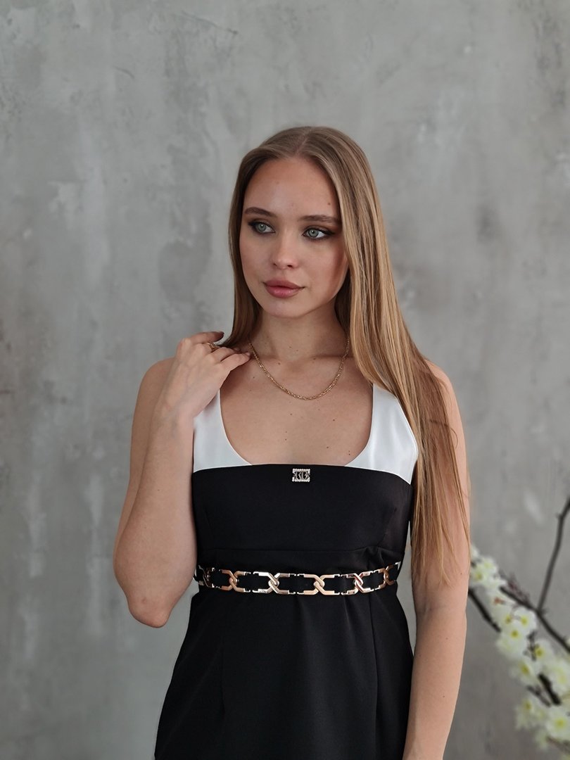 Платье Roberta Biagi с ремешком и белым верхом черное, фотография №3