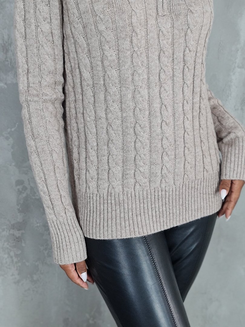 Джемпер Lara с высоким воротником с молнией бежевый, фотография №5