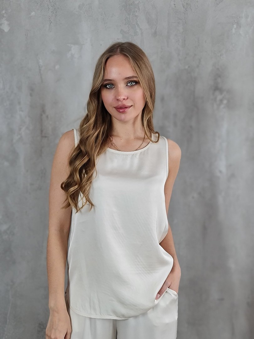 Костюм li.fe style топ с брюками молочный, фотография №4