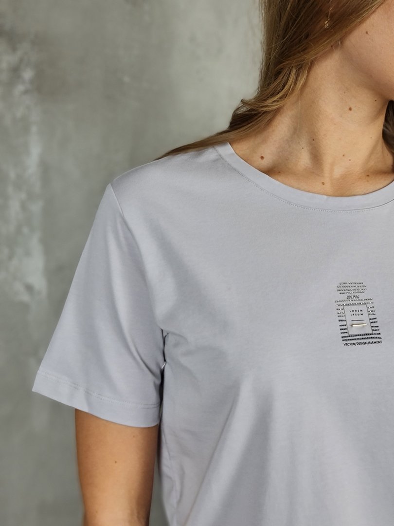 Футболка H&D с духами из стразиков серая, фотография №2