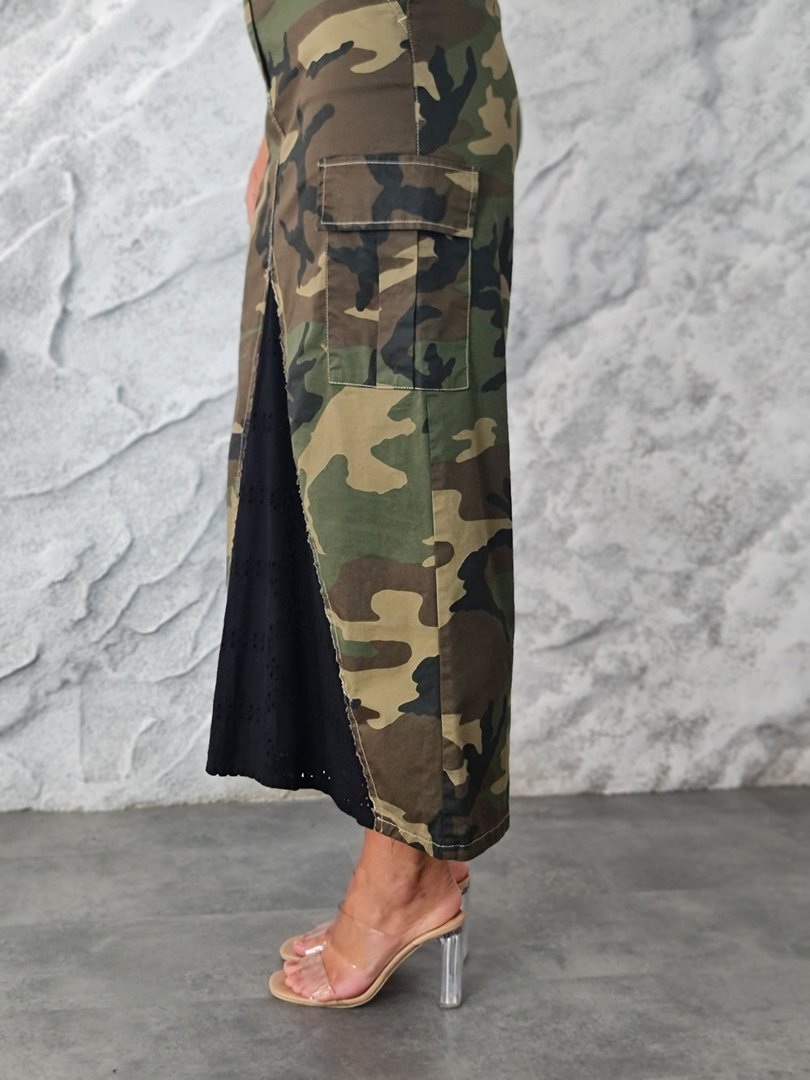 Юбка Please с накладными карманами и принтом "Милитари" хаки, фотография №4