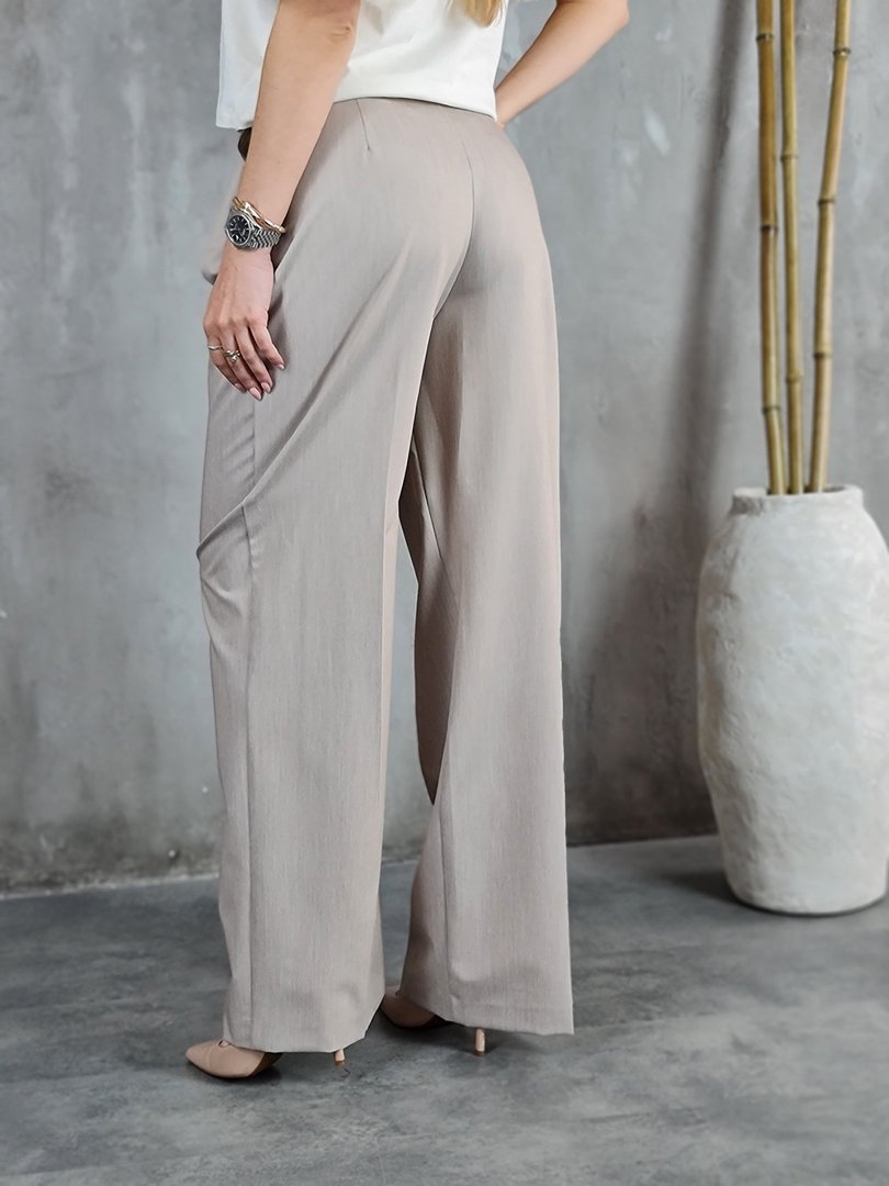 Брюки Imperial палаццо с шлёвками для ремня темно-бежевые, фотография №3