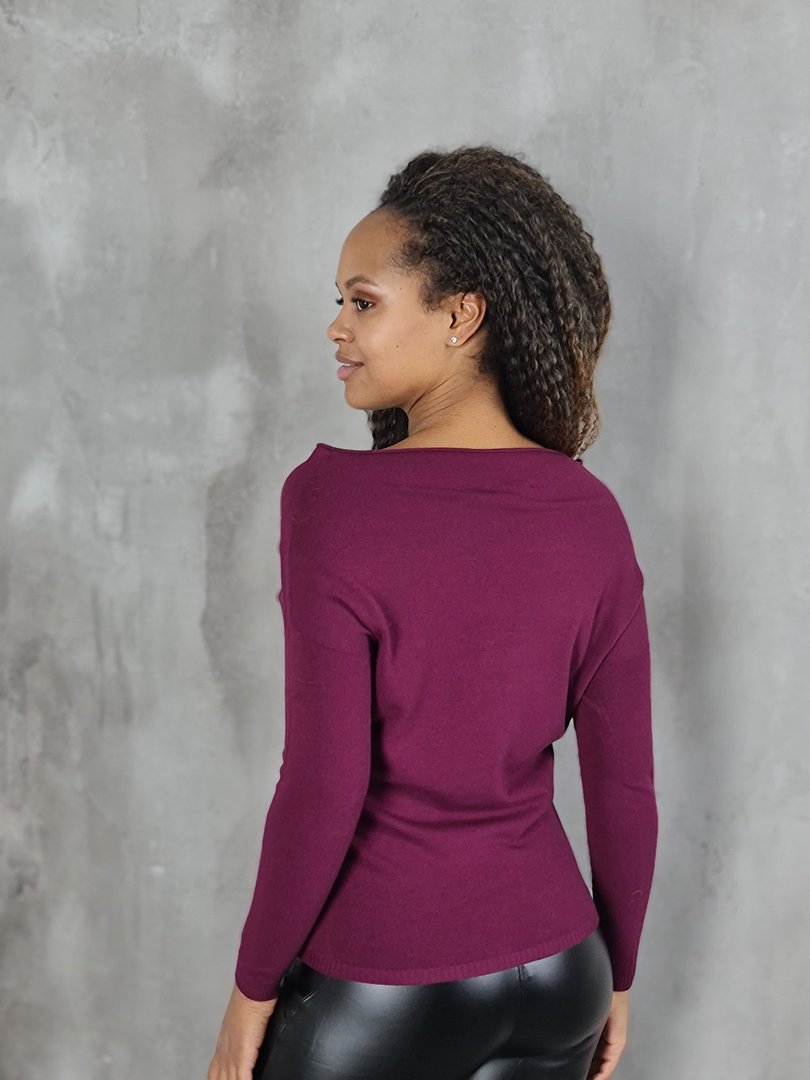 Джемпер Kontatto с широким воротом фиолетовый (Bordeux), фотография №3