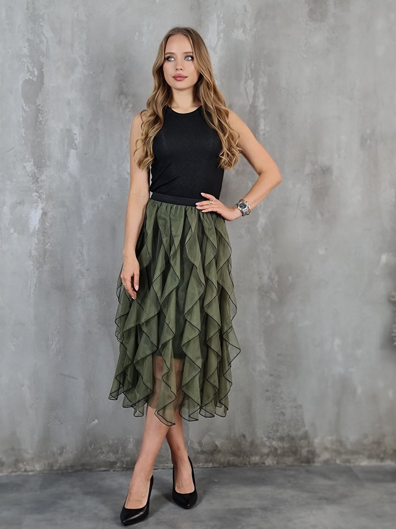 Юбка MIHO'S с рюшами хаки, фотография №2