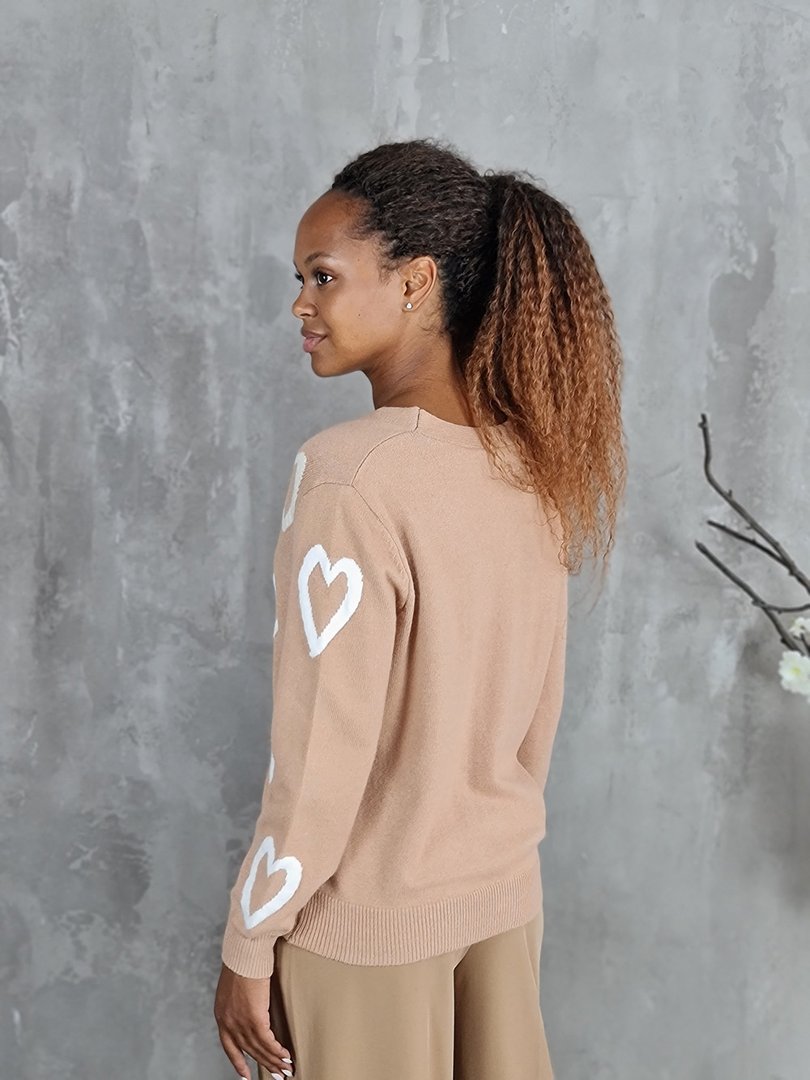 Кардиган J-Clair с сердечками песочный, фотография №3