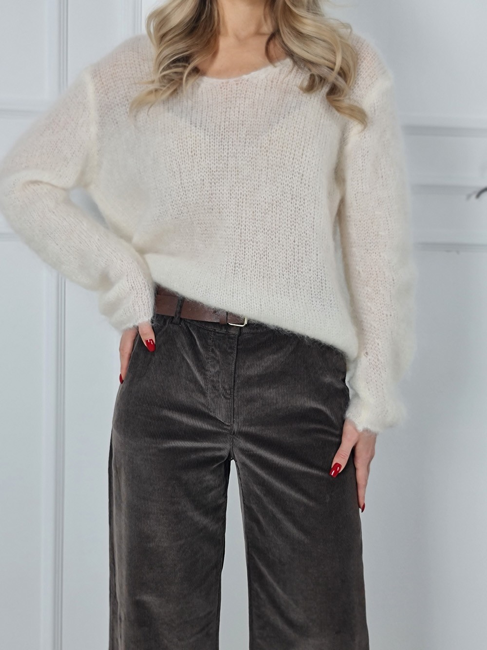 Брюки Please вельветовые с ремнем шоколад, фотография №3