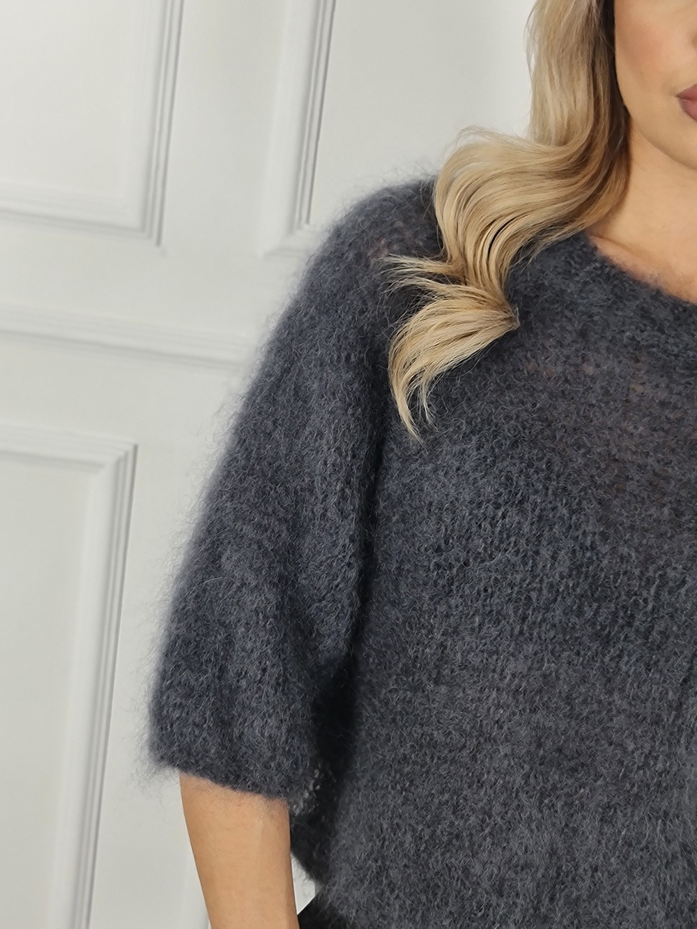 Джемпер Adele & Beautty tricot бэби мохер с длинными рукавами серый, фотография №2