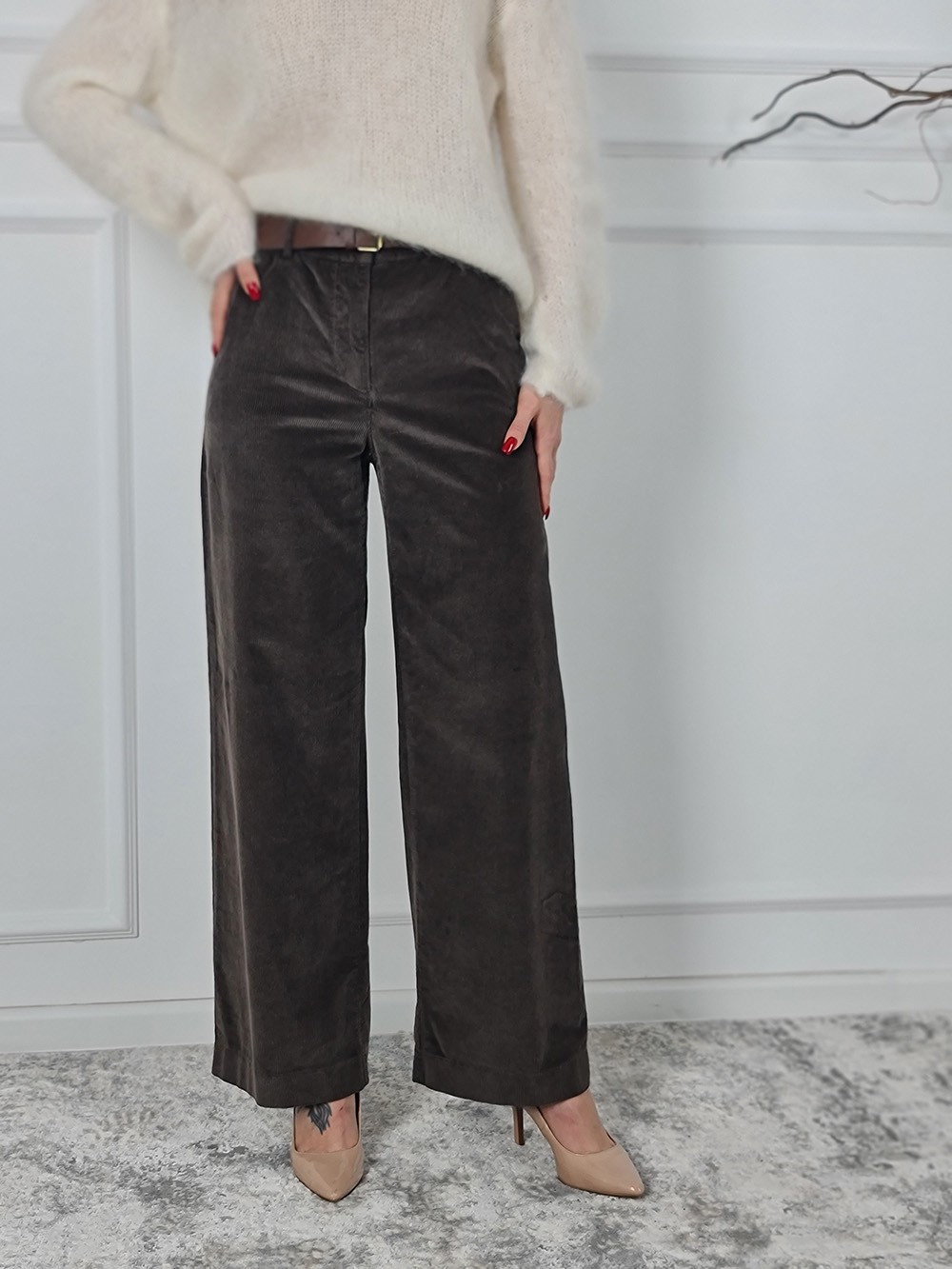 Брюки Please вельветовые с ремнем шоколад, фотография №1