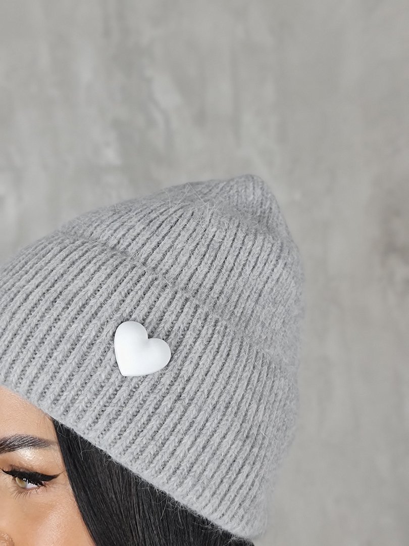 Шапка Mondana с сердечком серая, фотография №4