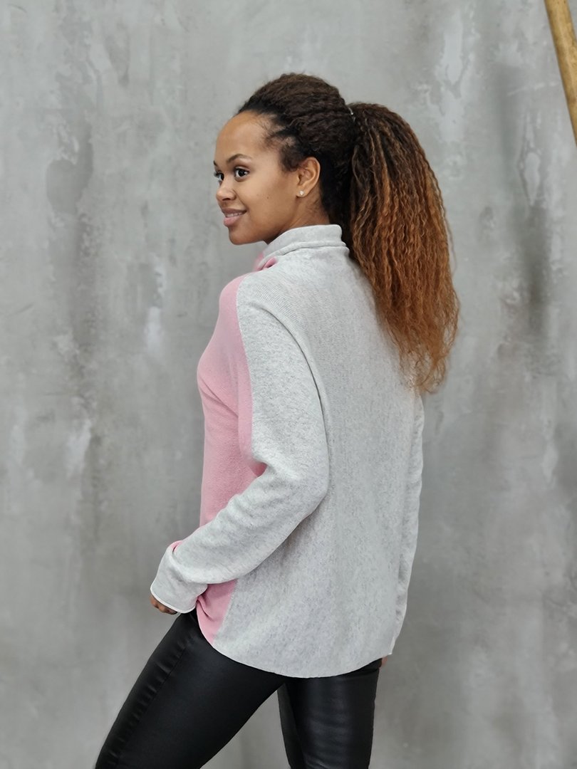 Водолазка Cashmere Blend с кашемиром двухцветная баблгам/молочная, фотография №3