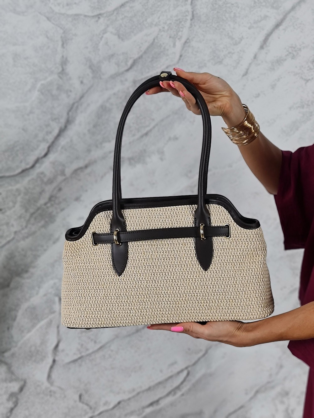 Сумка плетеная бежевая , фотография №2