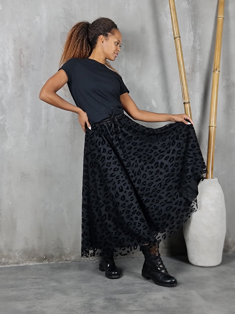 Юбка MIHO'S с леопардом черная, фотография №3