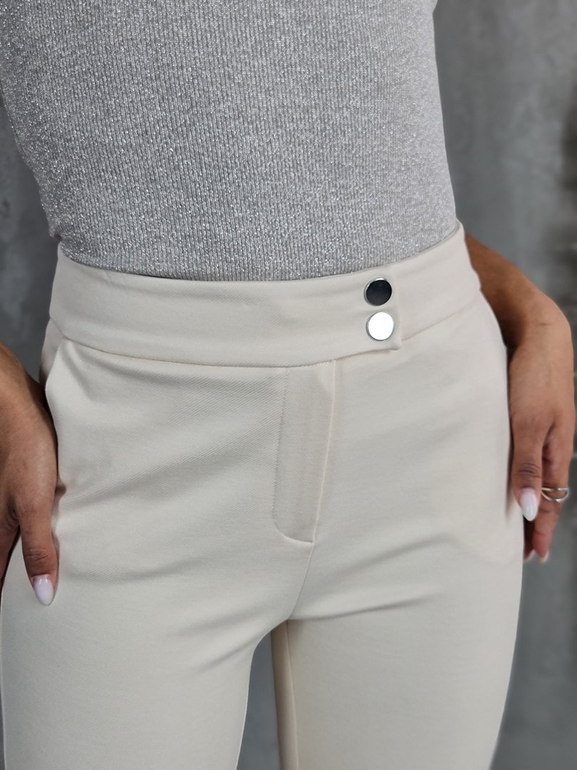 Брюки Imperial с двумя пуговками на поясе кремовые, фотография №4