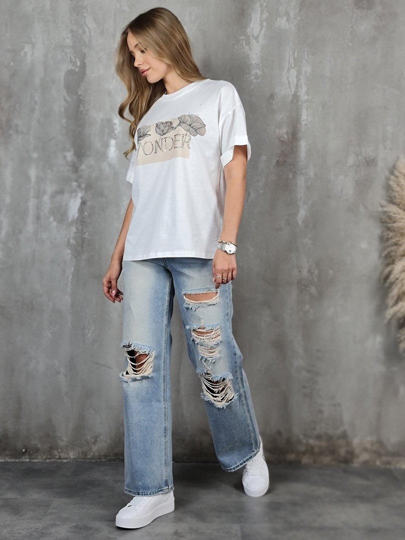 Футболка Imperial с надписью WONDER на груди белая, фотография №3