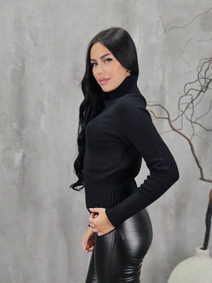 Водолазка Manosque с деталями в рубчик черная, фотография №3