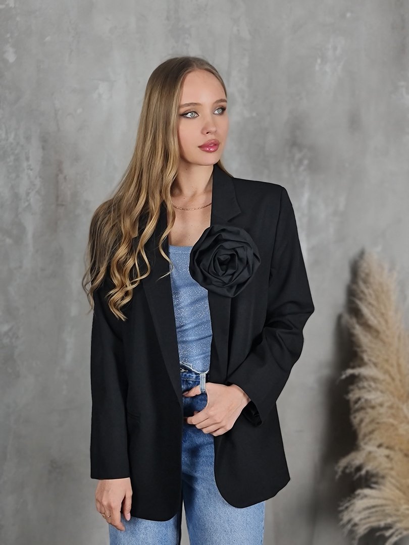 Пиджак Vicolo с брошью розой чёрный, фотография №2