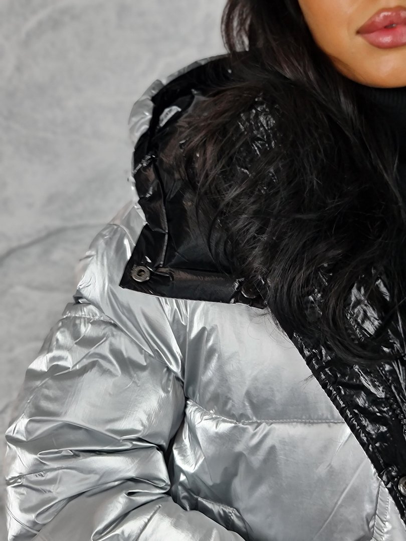 Куртка Monte Cervino с черным капюшоном серебро, фотография №6