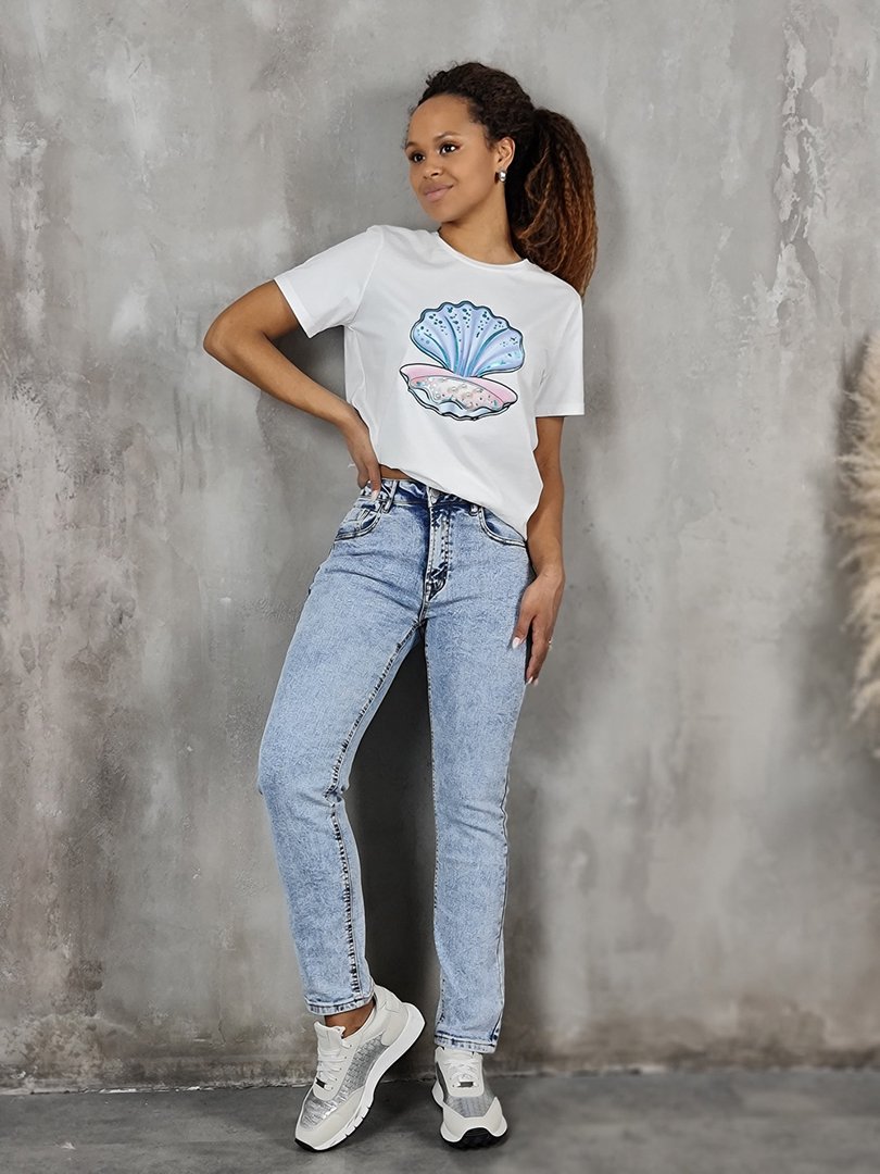 Футболка Y.Two с ракушкой белая, фотография №4