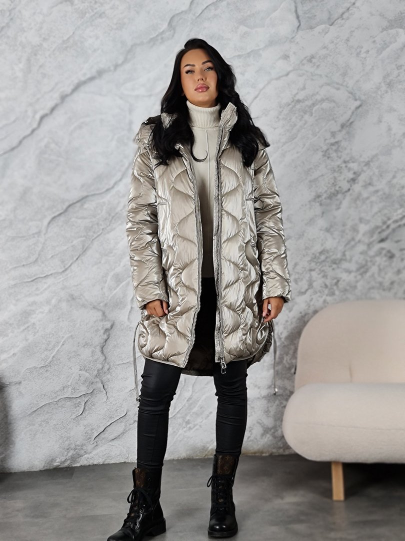 Пуховик Monte Cervino с завязками внизу капучино, фотография №2