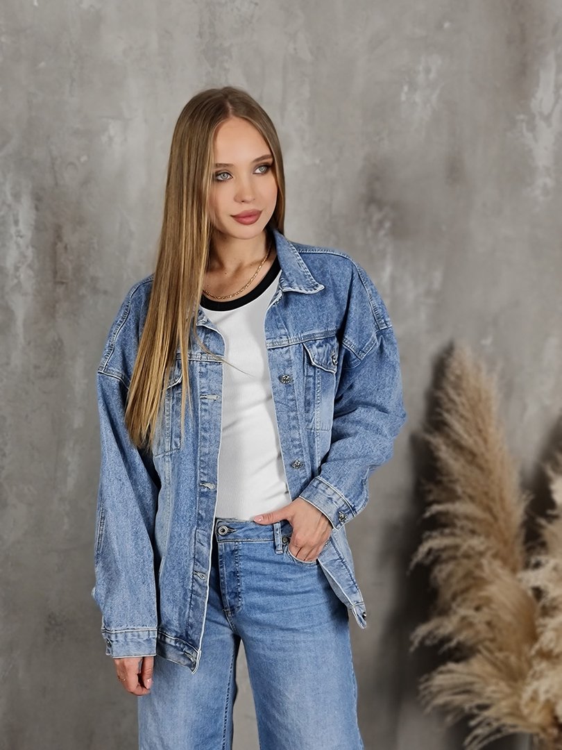 Джинсовка Joleen с "затертостью" голубая, фотография №1