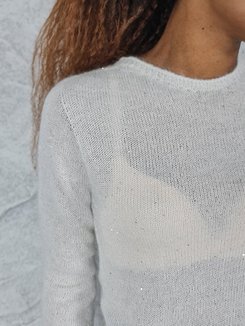 Джемпер Kontatto с пайетками вязаный молочный, фотография №2