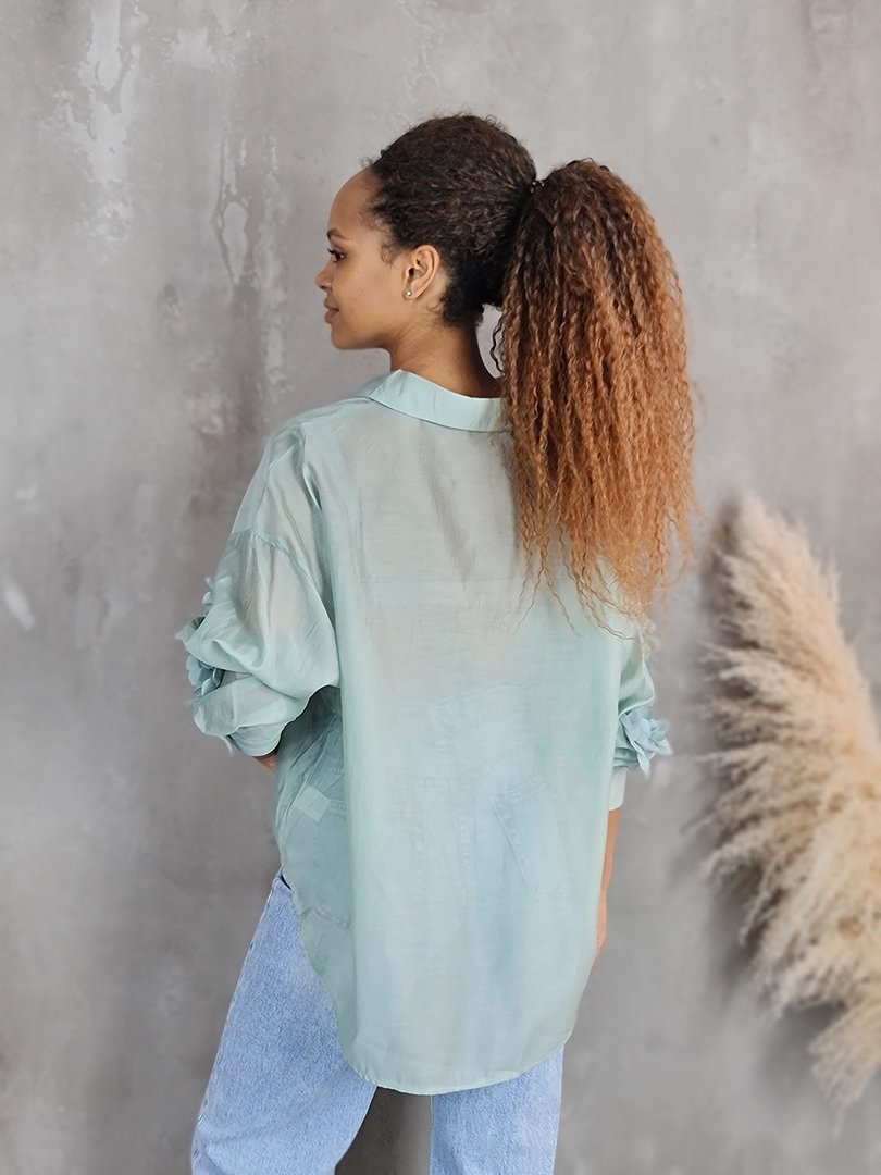 Рубашка J-Clair с пришитыми цветами мята, фотография №4