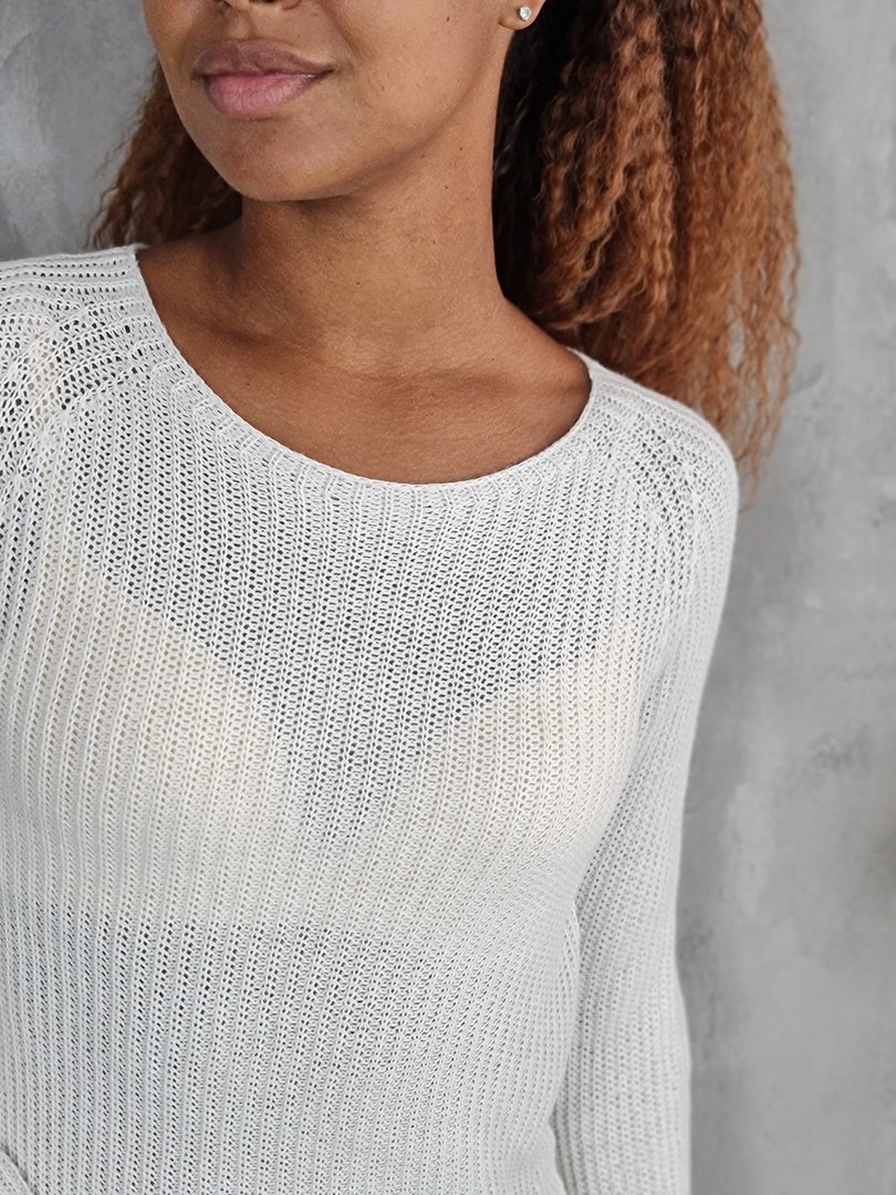 Джемпер Kontatto вязаный хлопковая пряжа молочный, фотография №2