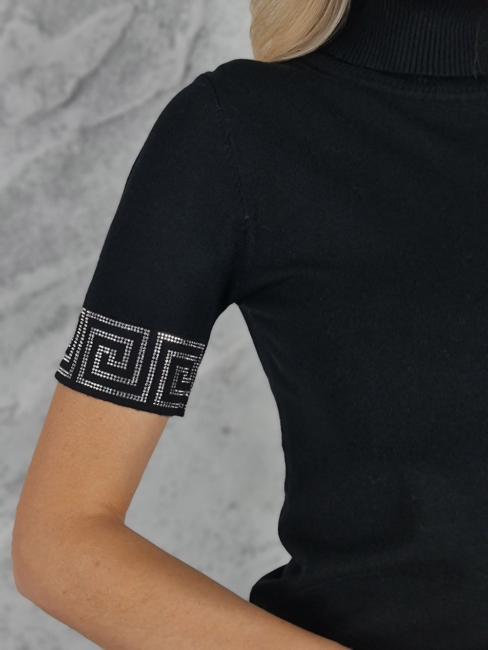 Водолазка короткий рукав  BEAUTY WOMEN со стразами черная, фотография №4