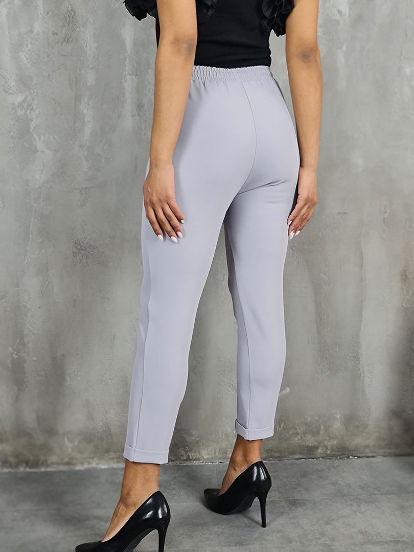 Брюки Imperial с завязочками из тонкой ткани светло-серые, фотография №2