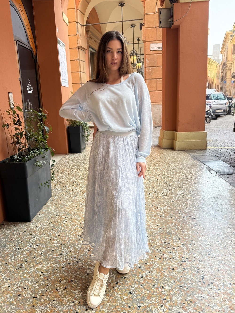 Юбка Mitica&Co.  с огурцами голубая, фотография №1