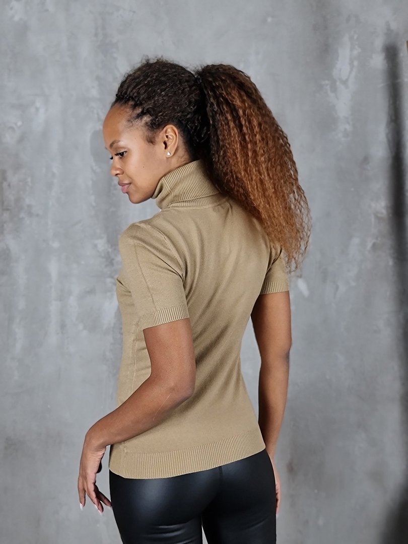 Водолазка EVELIN с коротким рукавом песочная, фотография №2