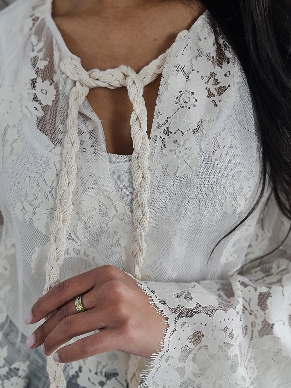 Рубашка Vicolo кружевная прозрачная кремовая , фотография №2