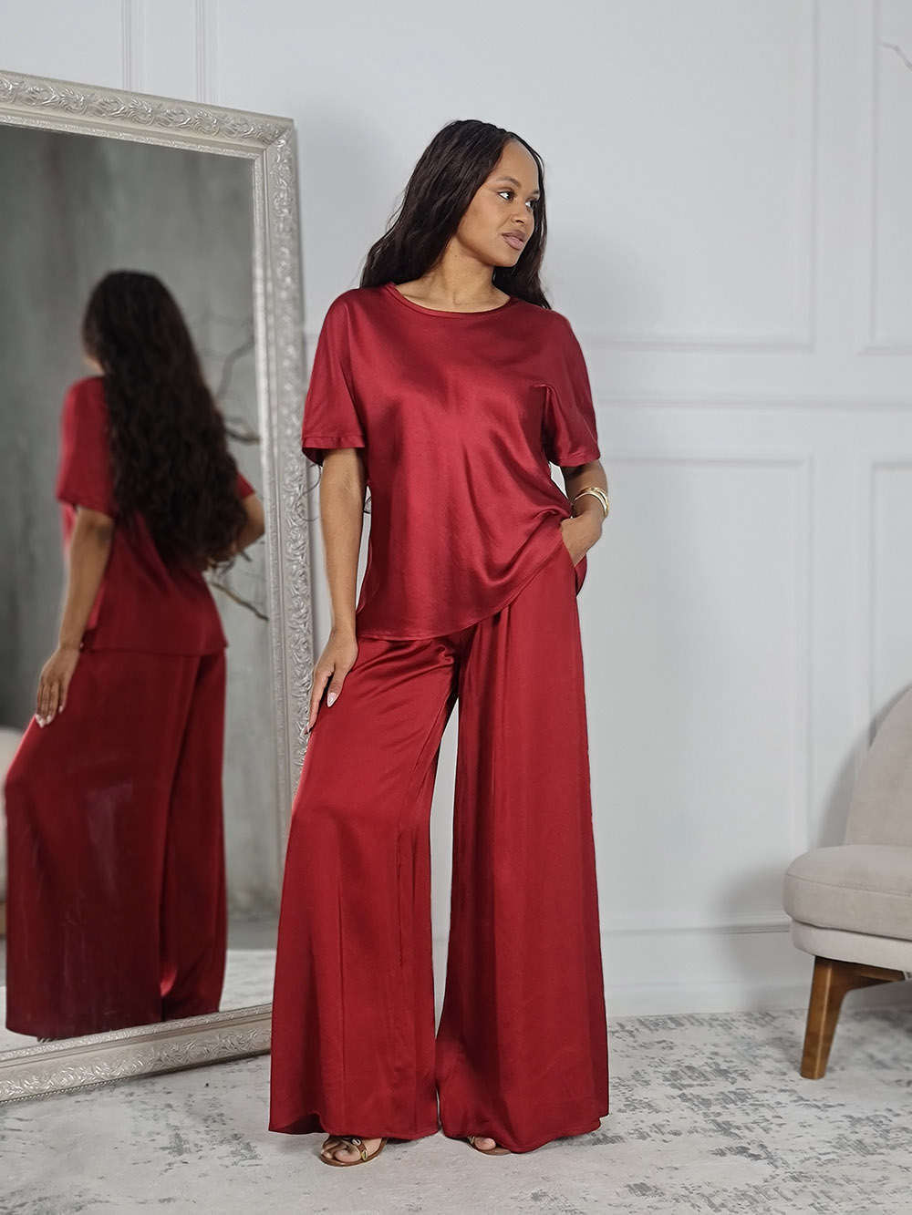 Костюм CLOTHÉ футболка + брюки винный, фотография №1