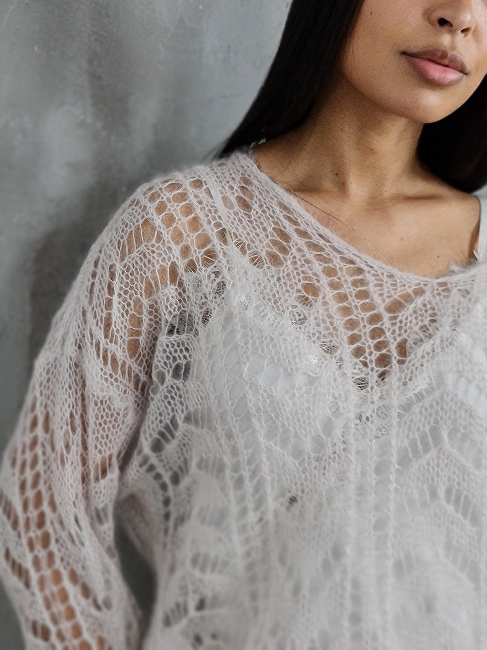 Джемпер Silk new v вырез мохер бежевый, фотография №2