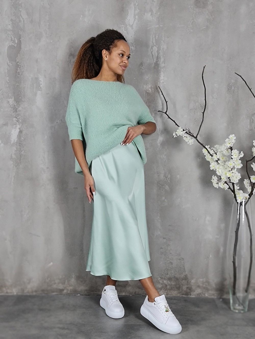 Юбка MIHO'S шелковистая вискоза мятная , фотография №3