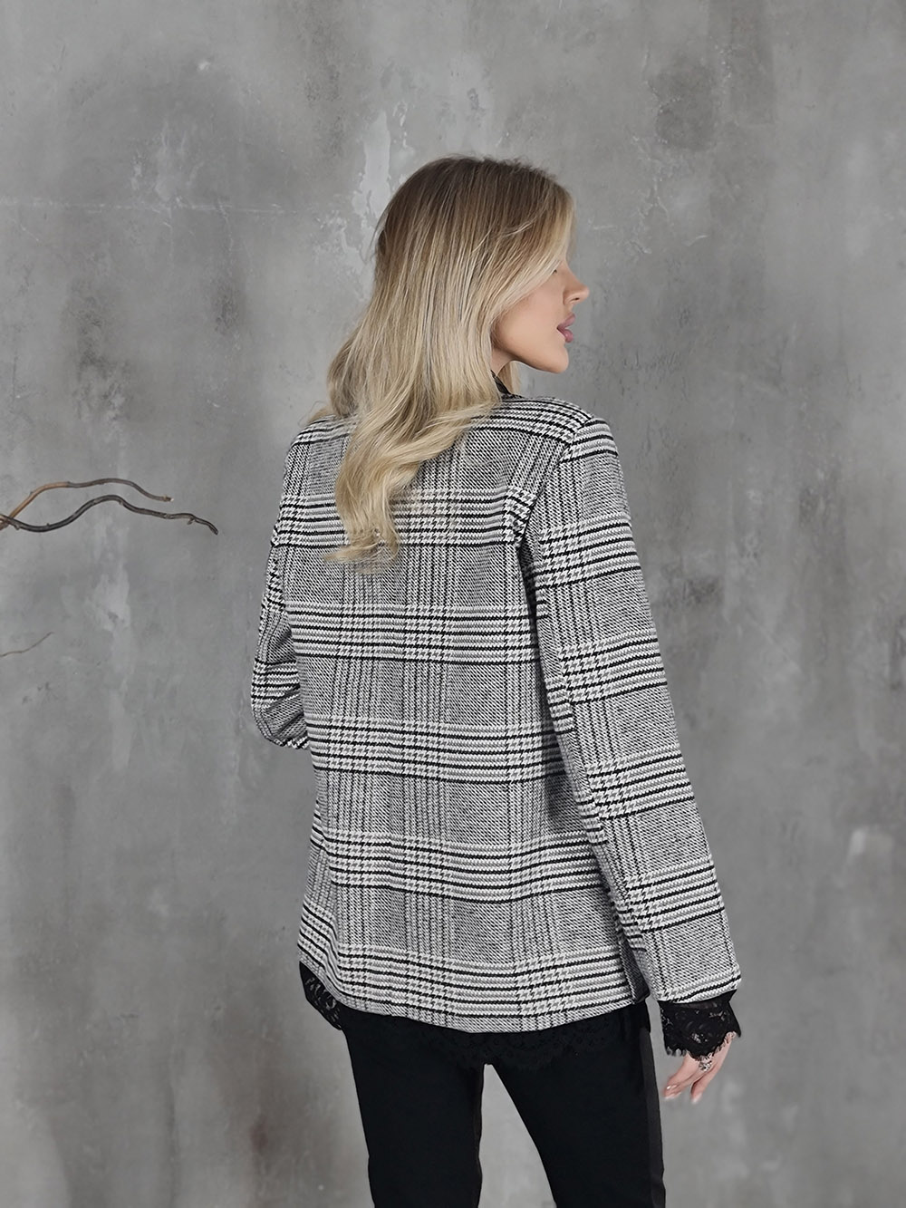 Пиджак Mitica&Co. в клетку с кружевом серый, фотография №4