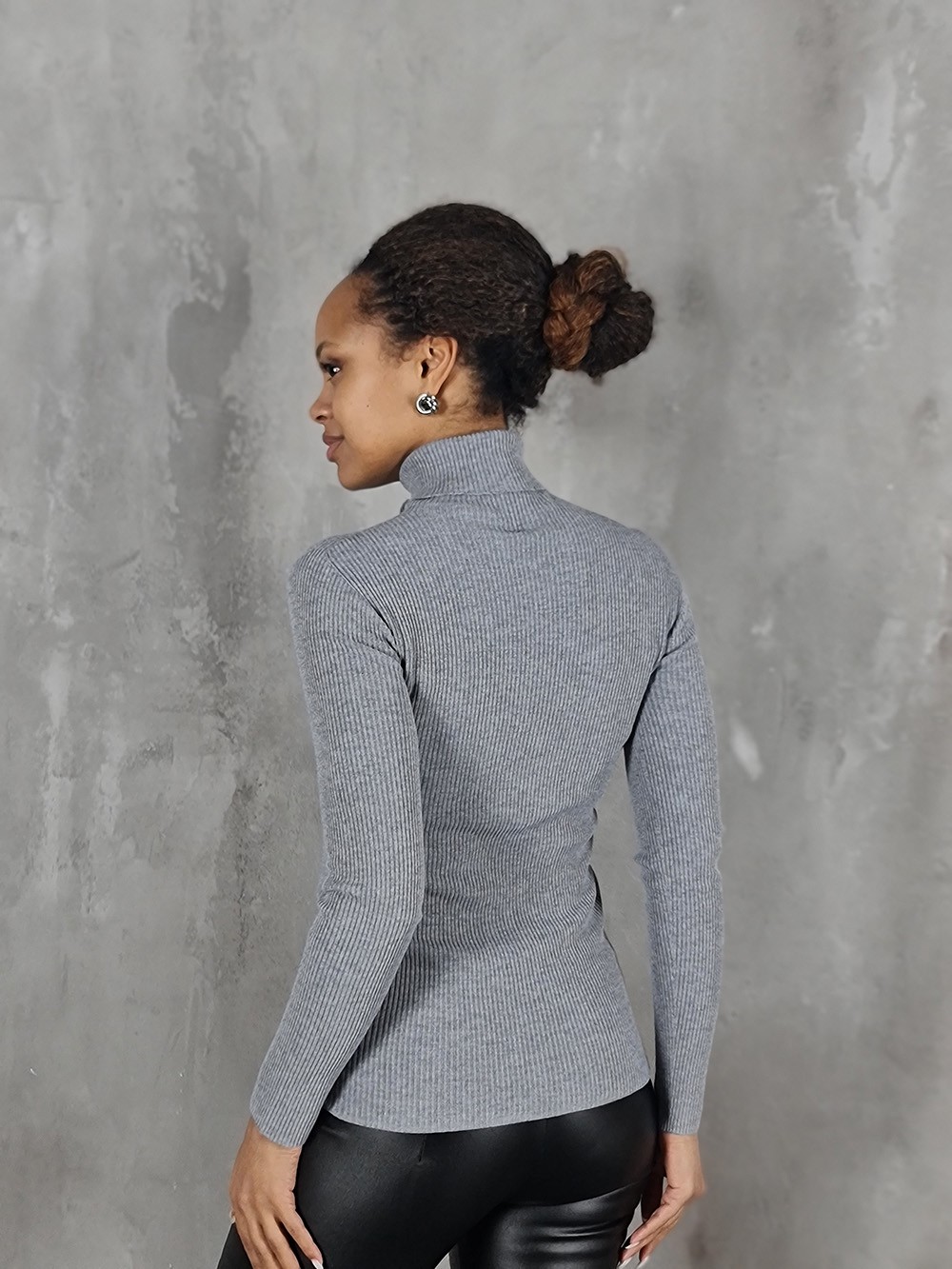 Водолазка Kontatto в рубчик серый , фотография №3