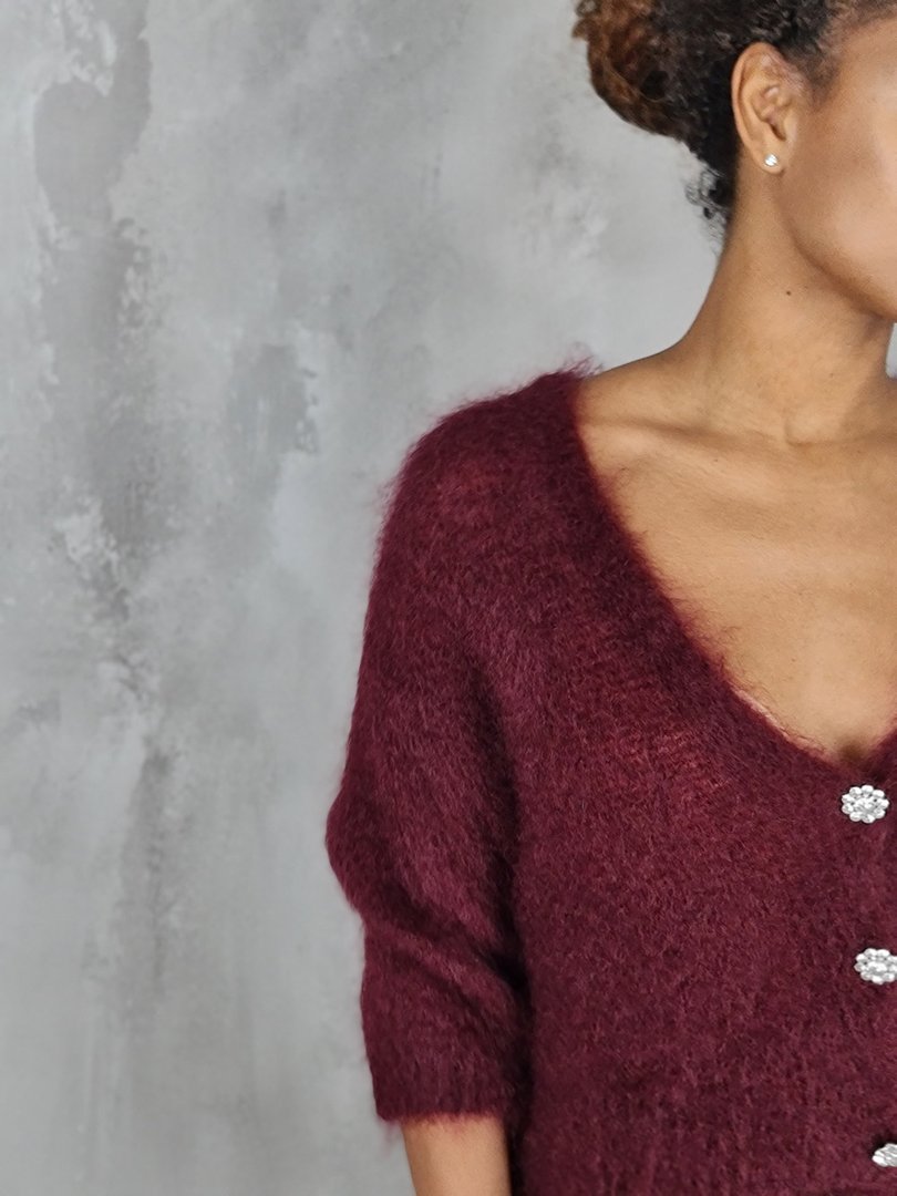 Кардиган Elegance бейби мохер винный , фотография №2