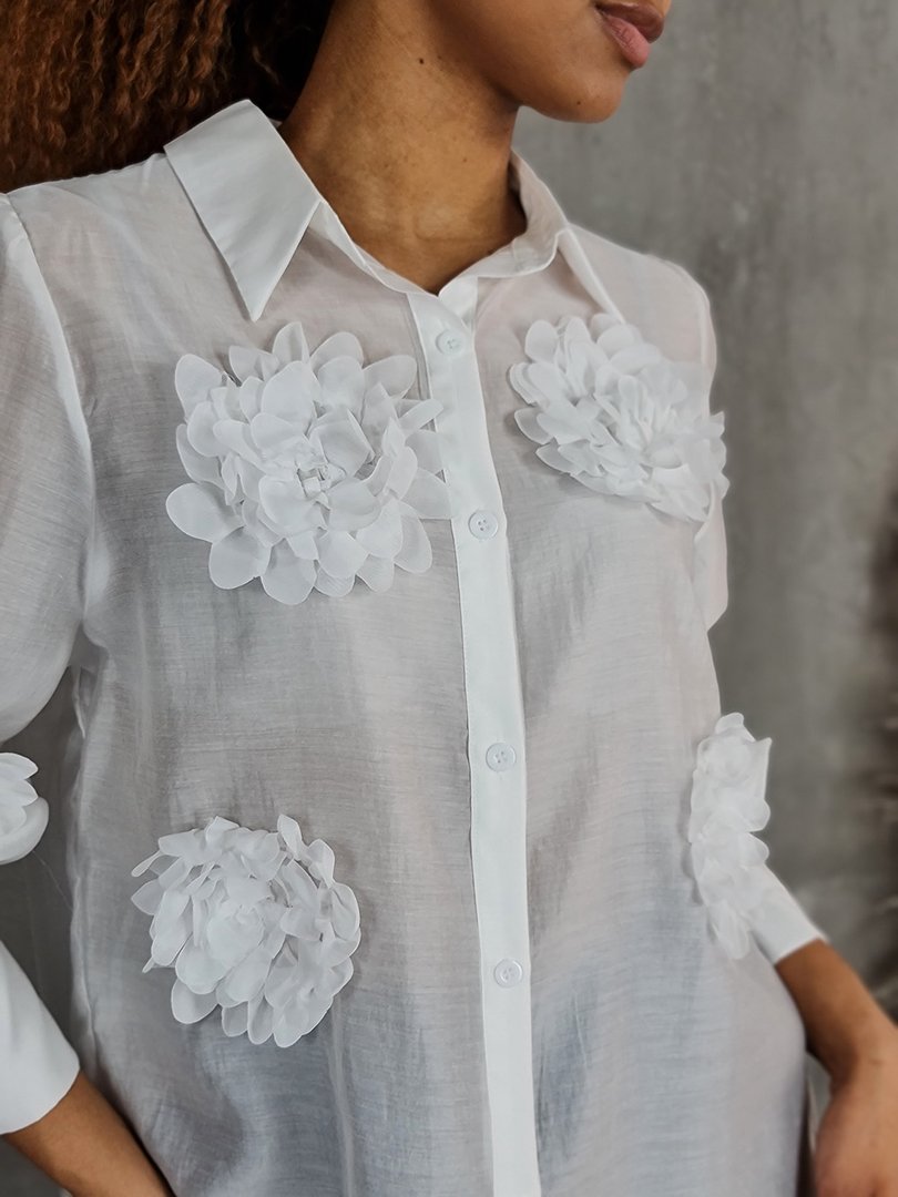 Рубашка Joleen с цветами белая, фотография №5