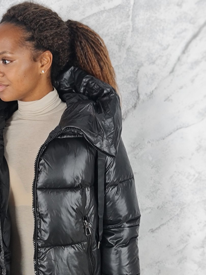 Пуховик Monte Cervino с длинными завязками черный, фотография №6