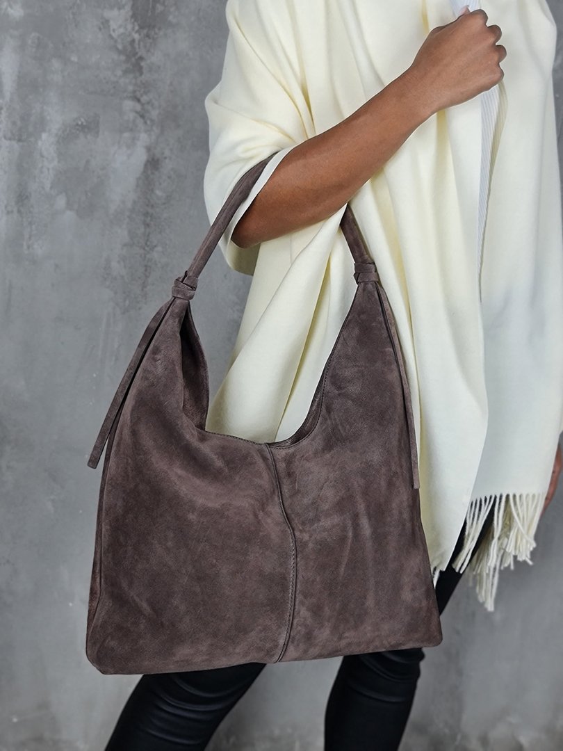 Сумка-шоппер замшевая коричневая, фотография №2