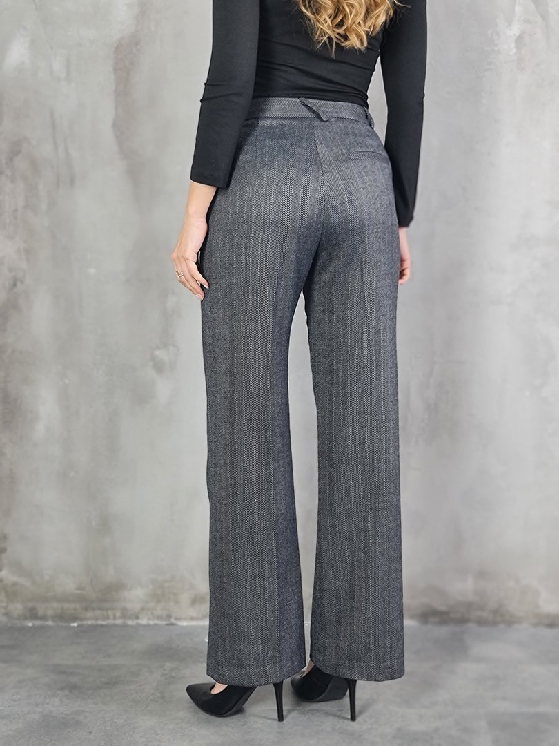 Брюки Imperial из плотной ткани в рубчик тёмно-серые, фотография №2