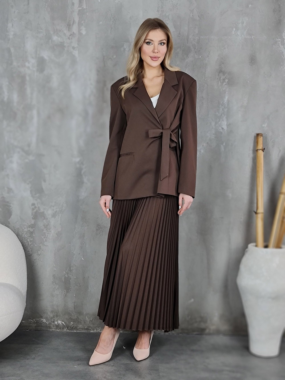 Пиджак CLOTHÉ с завязками коричневый, фотография №2