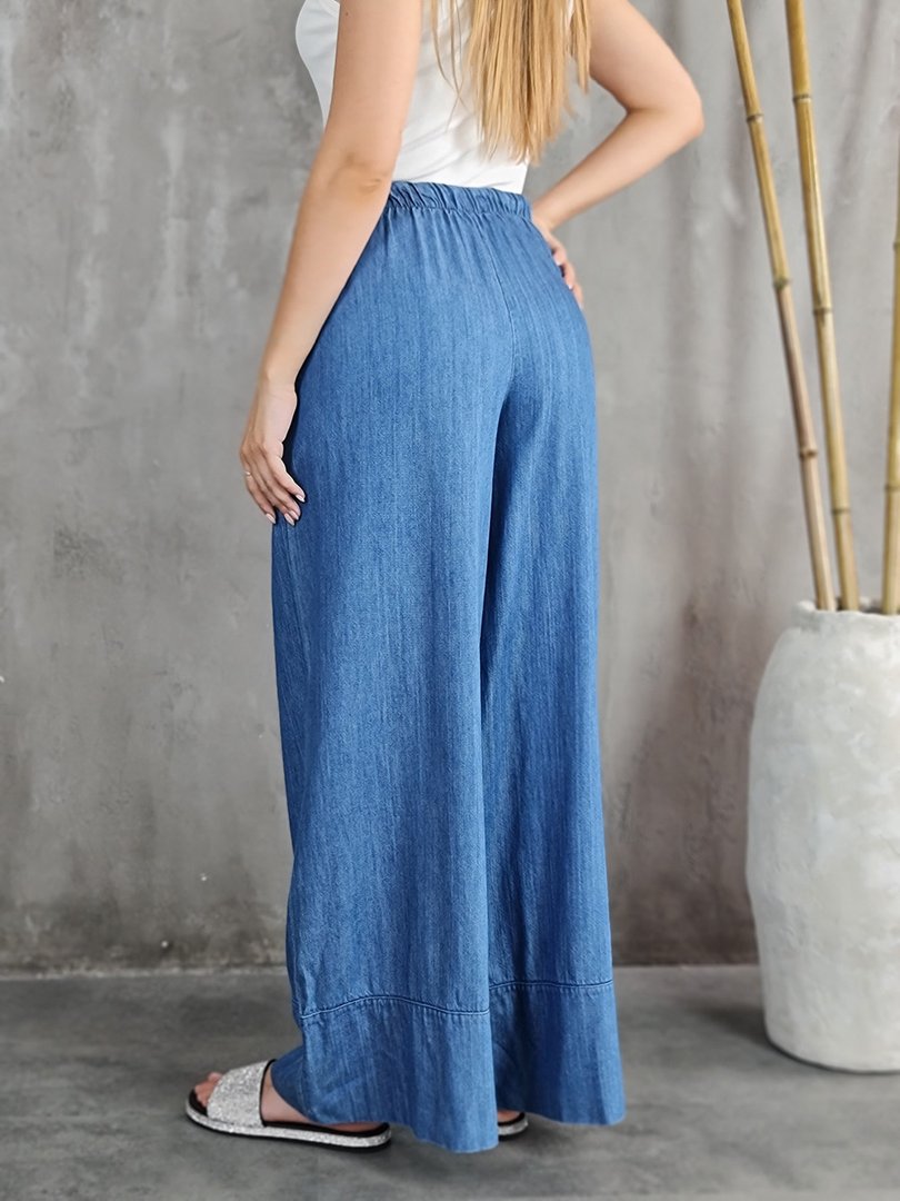 Брюки MIHO'S свободные джинсовые на резинке голубые, фотография №3