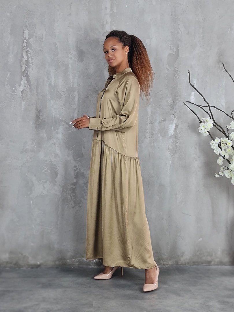 Платье CLOTHÉ длинное с пуговицами до середины песочное, фотография №2