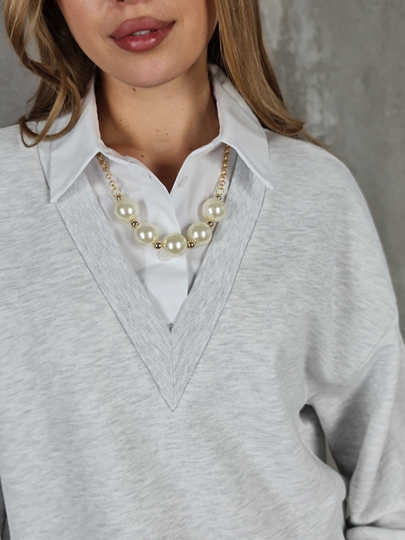 Свитшот Imperial с украшением под рубашку серый, фотография №3