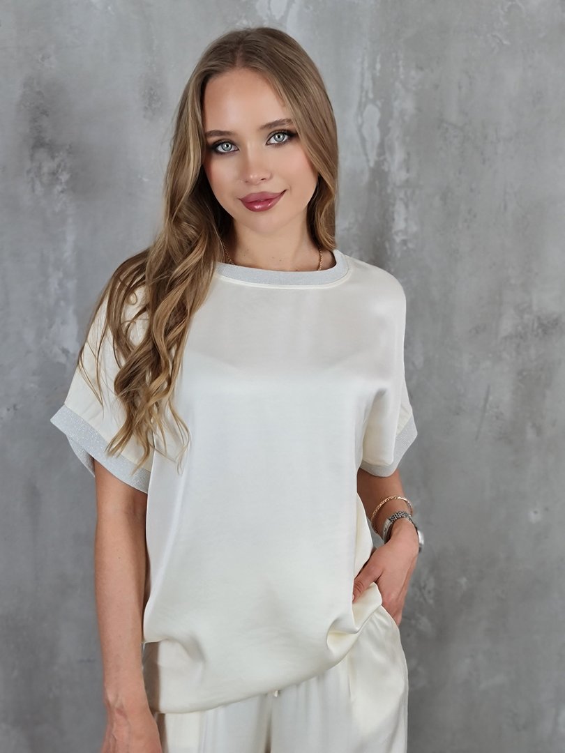 Костюм li.fe style футболка и брюки молочный, фотография №3