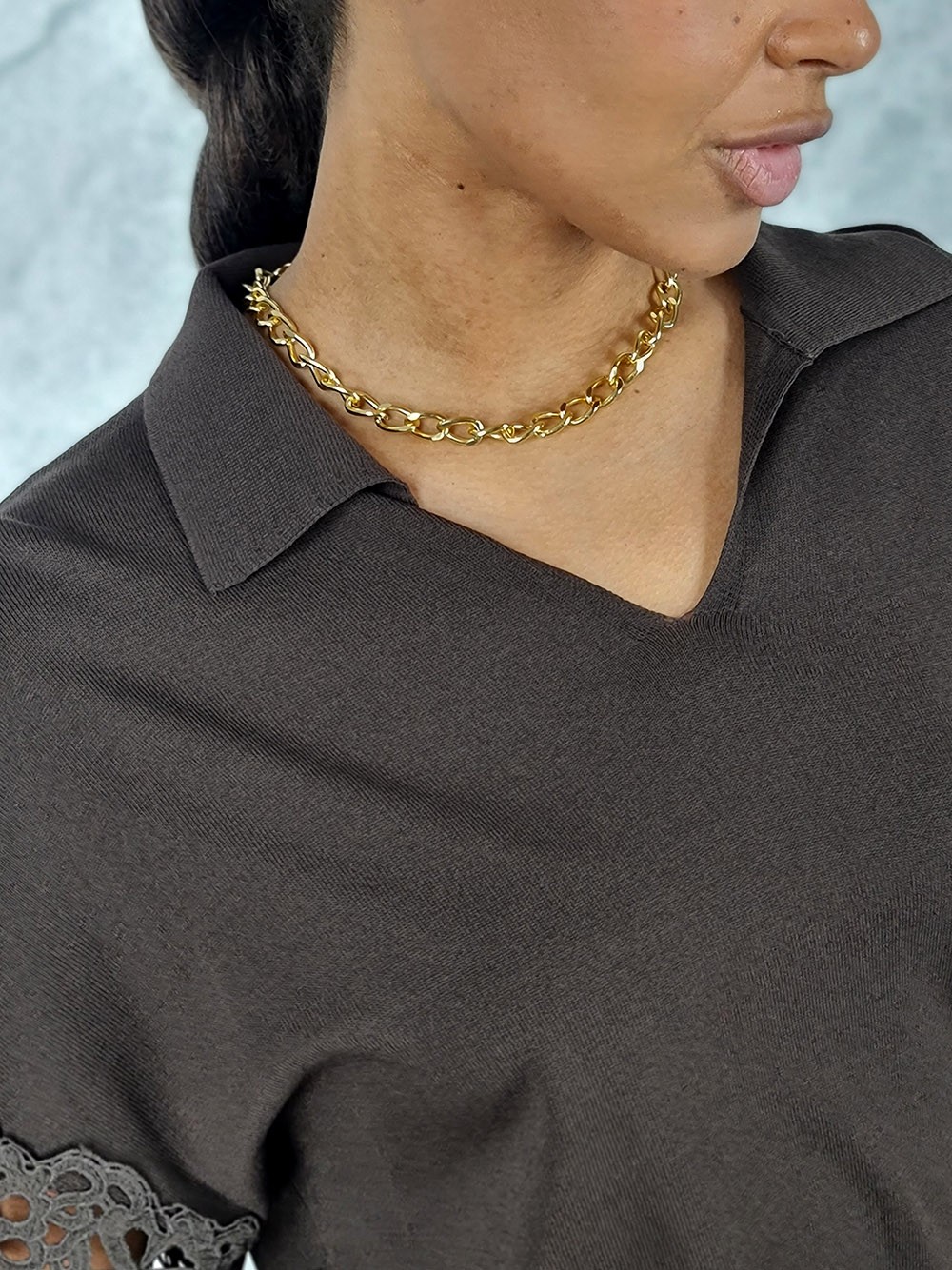 Поло Lara с вышивкой короткий рукав  шоколад, фотография №4