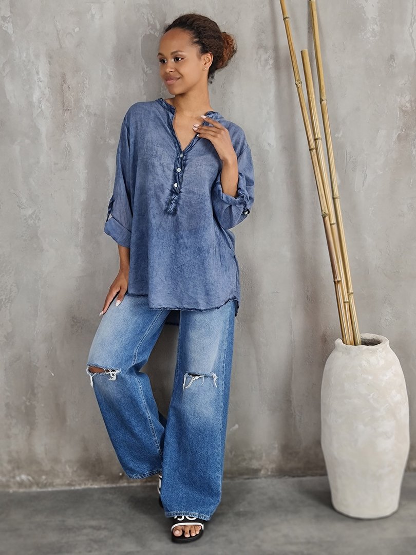 Рубашка STAR с кружевом на спине синяя, фотография №3