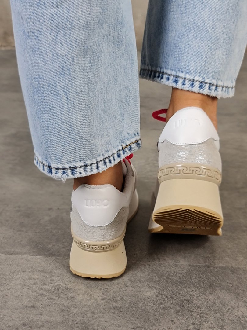 Кроссовки Liu Jo с розовыми шнурками на высокой подошве серые, фотография №6